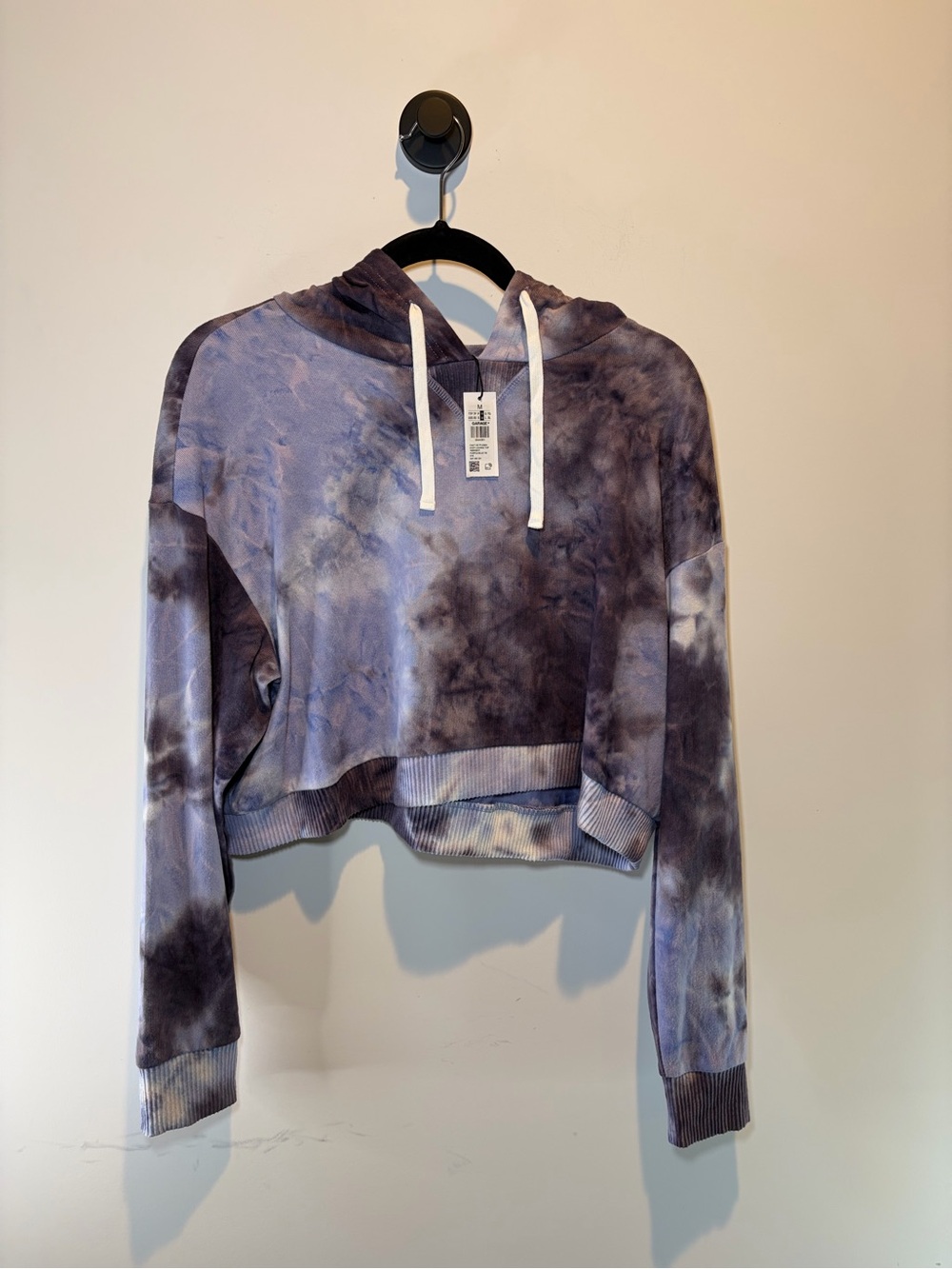 Garage Lavender and Charcoal Tie-Dye Cropped Hoodie